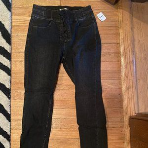 Free people lace up curvy skinny jeans black size 30